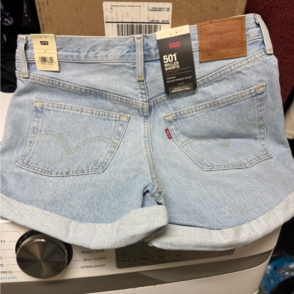 Levi's 501 Light Blue Rolled Jean Shorts